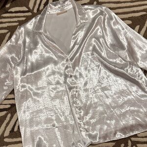 Elegant White Satin Women's Top